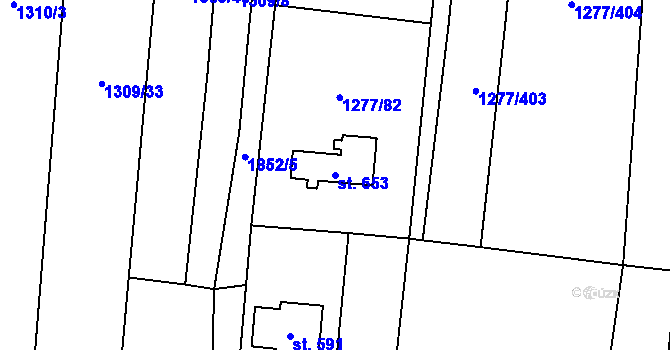 Parcela st. 653 v KÚ Cítov, Katastrální mapa