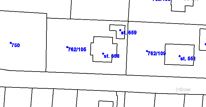 Parcela st. 658 v KÚ Cítov, Katastrální mapa