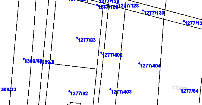 Parcela st. 1277/402 v KÚ Cítov, Katastrální mapa