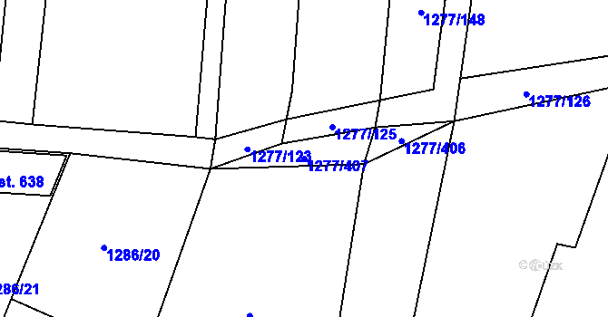 Parcela st. 1277/407 v KÚ Cítov, Katastrální mapa