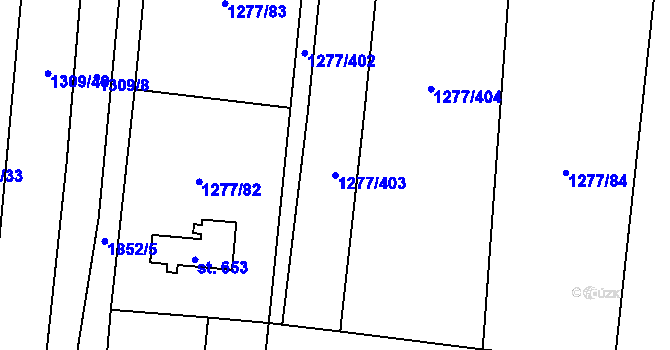 Parcela st. 1277/403 v KÚ Cítov, Katastrální mapa