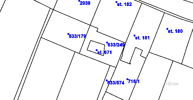 Parcela st. 671 v KÚ Cítov, Katastrální mapa