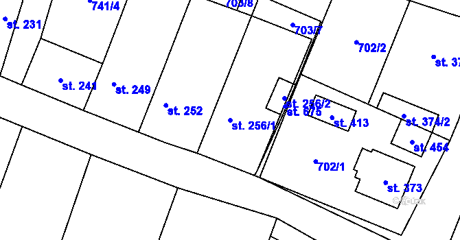 Parcela st. 256/1 v KÚ Cítov, Katastrální mapa