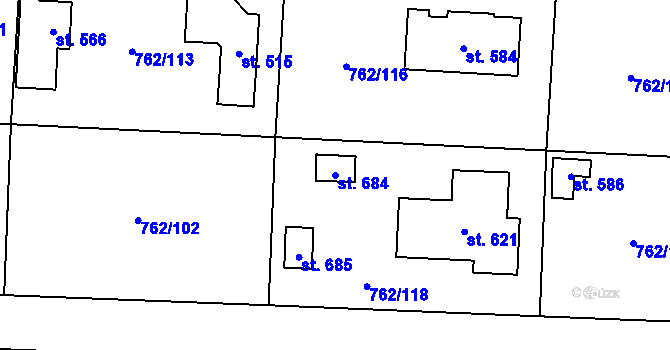 Parcela st. 684 v KÚ Cítov, Katastrální mapa