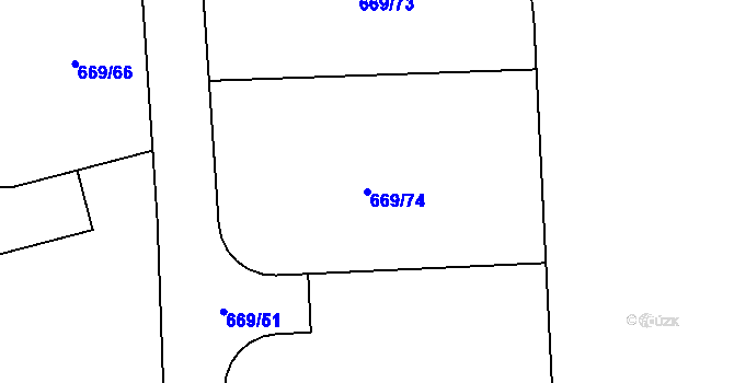 Parcela st. 669/74 v KÚ Cítov, Katastrální mapa