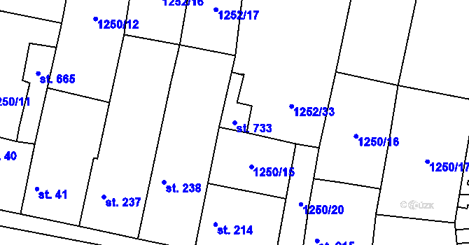 Parcela st. 733 v KÚ Cítov, Katastrální mapa
