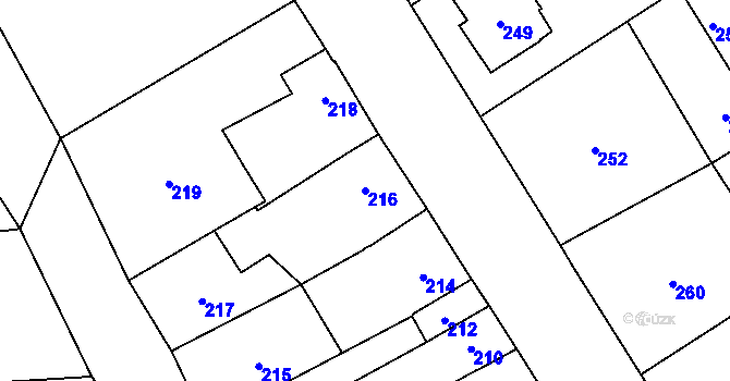 Parcela st. 216 v KÚ Citov, Katastrální mapa