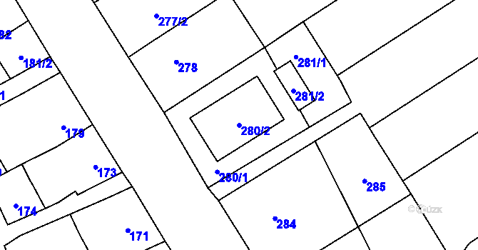 Parcela st. 280/2 v KÚ Citov, Katastrální mapa