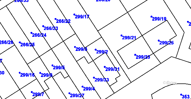 Parcela st. 299/2 v KÚ Citov, Katastrální mapa