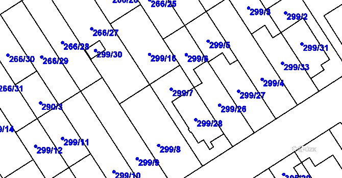 Parcela st. 299/7 v KÚ Citov, Katastrální mapa