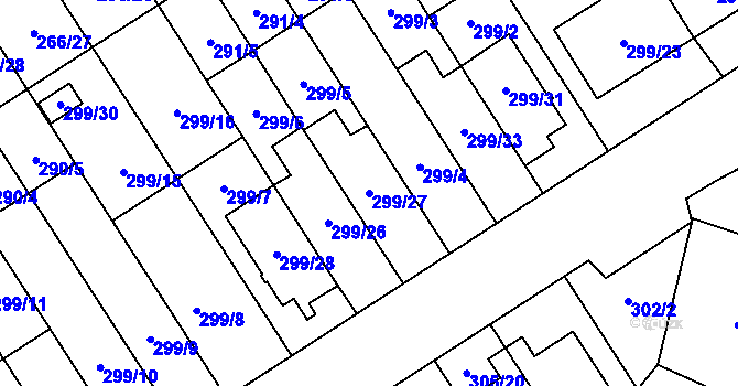 Parcela st. 299/27 v KÚ Citov, Katastrální mapa