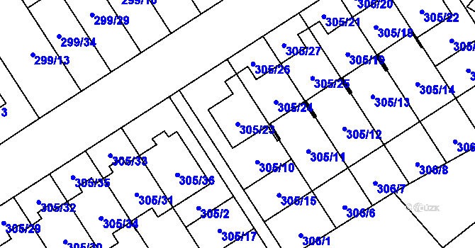 Parcela st. 305/23 v KÚ Citov, Katastrální mapa
