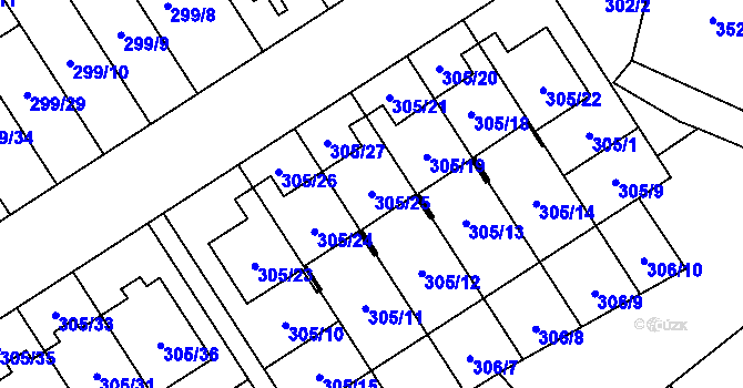 Parcela st. 305/25 v KÚ Citov, Katastrální mapa