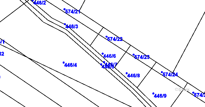 Parcela st. 446/6 v KÚ Citov, Katastrální mapa