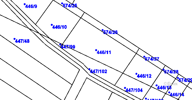 Parcela st. 446/11 v KÚ Citov, Katastrální mapa