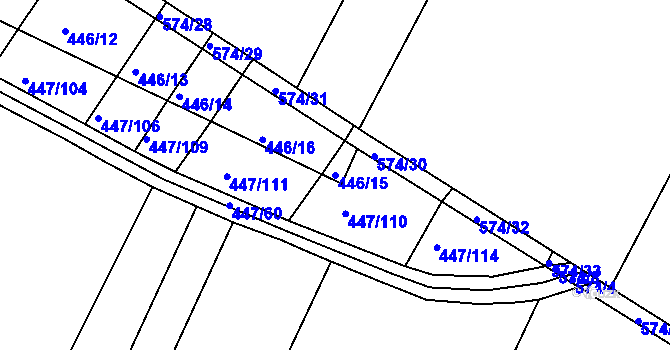 Parcela st. 446/15 v KÚ Citov, Katastrální mapa
