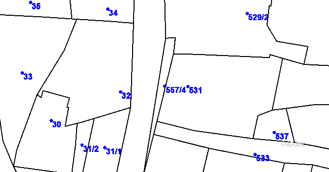 Parcela st. 557/4 v KÚ Citov, Katastrální mapa