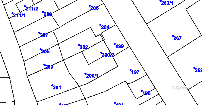 Parcela st. 200/2 v KÚ Citov, Katastrální mapa
