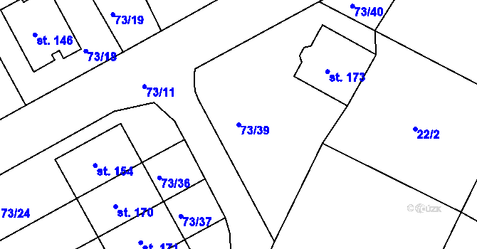 Parcela st. 73/39 v KÚ Cizkrajov, Katastrální mapa