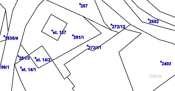 Parcela st. 272/11 v KÚ Cizkrajov, Katastrální mapa