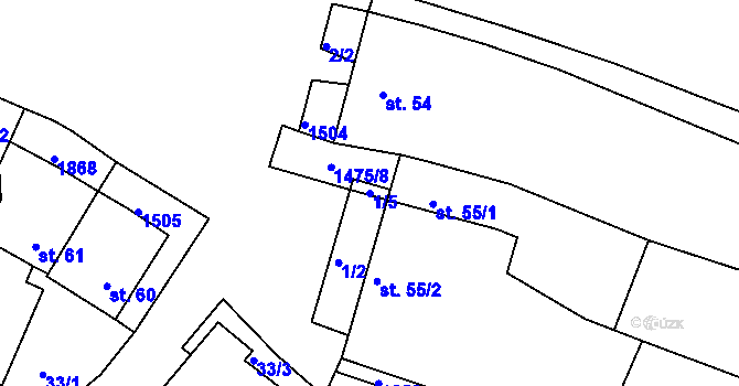 Parcela st. 1/5 v KÚ Cizkrajov, Katastrální mapa