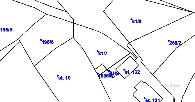 Parcela st. 81/7 v KÚ Cizkrajov, Katastrální mapa
