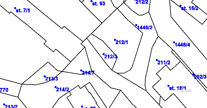 Parcela st. 212/3 v KÚ Cizkrajov, Katastrální mapa