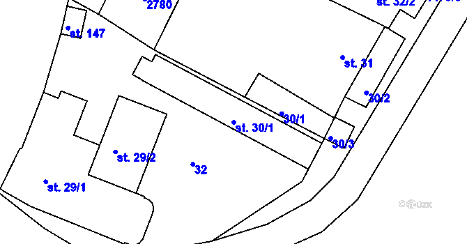Parcela st. 30/1 v KÚ Cizkrajov, Katastrální mapa
