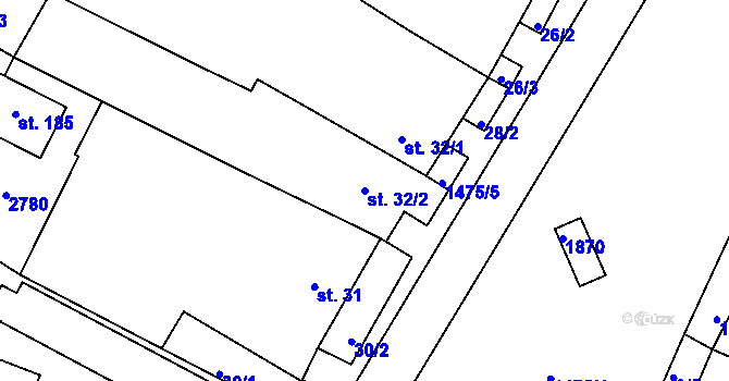 Parcela st. 32/2 v KÚ Cizkrajov, Katastrální mapa