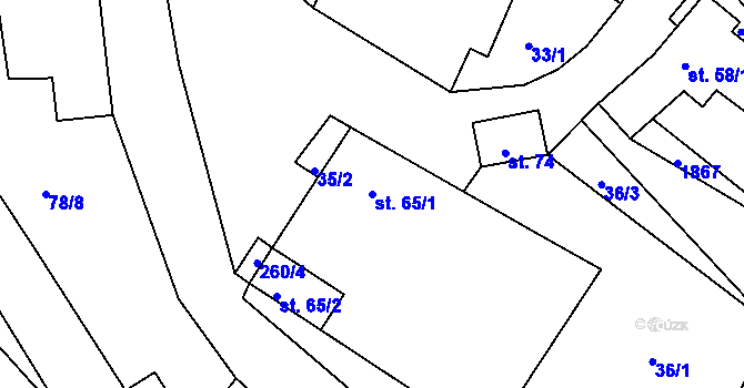 Parcela st. 65/1 v KÚ Cizkrajov, Katastrální mapa