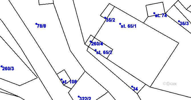 Parcela st. 65/2 v KÚ Cizkrajov, Katastrální mapa