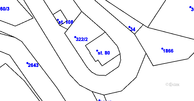 Parcela st. 80 v KÚ Cizkrajov, Katastrální mapa
