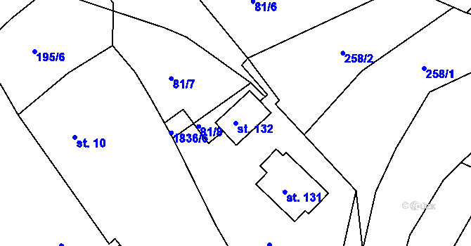 Parcela st. 132 v KÚ Cizkrajov, Katastrální mapa