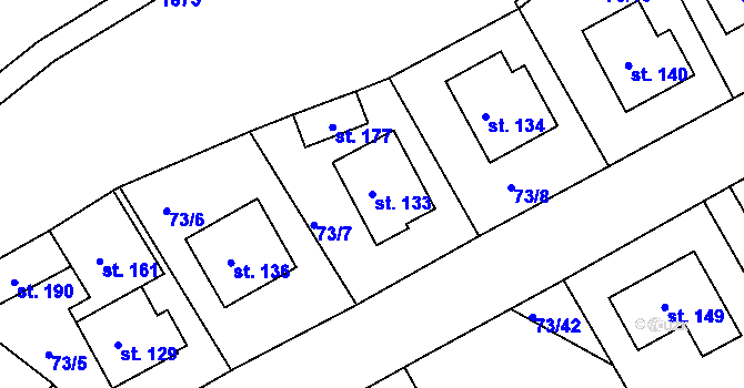 Parcela st. 133 v KÚ Cizkrajov, Katastrální mapa