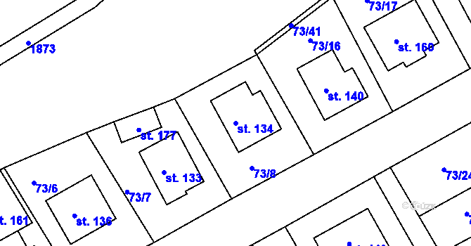Parcela st. 134 v KÚ Cizkrajov, Katastrální mapa