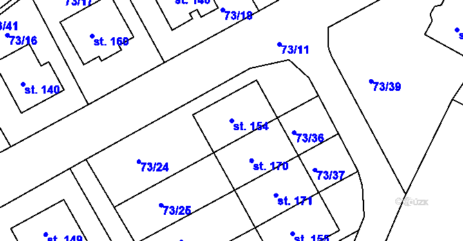 Parcela st. 154 v KÚ Cizkrajov, Katastrální mapa