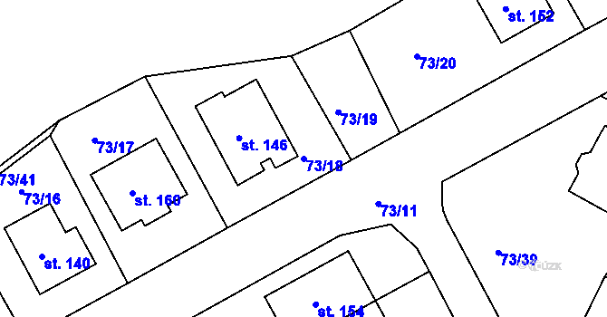 Parcela st. 73/18 v KÚ Cizkrajov, Katastrální mapa