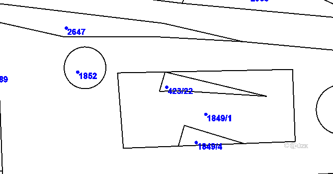 Parcela st. 423/22 v KÚ Cizkrajov, Katastrální mapa