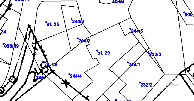 Parcela st. 29 v KÚ Dolní Bolíkov, Katastrální mapa