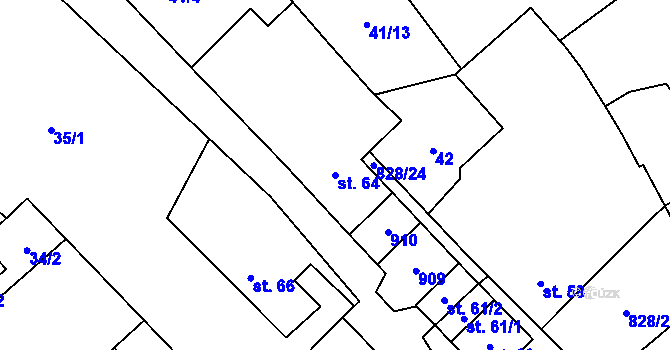 Parcela st. 64 v KÚ Dolní Bolíkov, Katastrální mapa