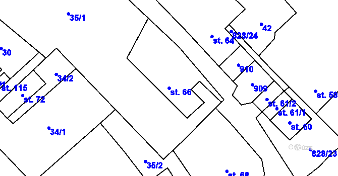 Parcela st. 66 v KÚ Dolní Bolíkov, Katastrální mapa