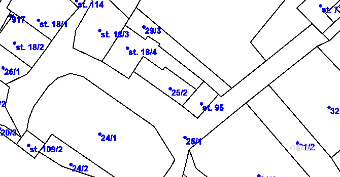 Parcela st. 25/2 v KÚ Dolní Bolíkov, Katastrální mapa