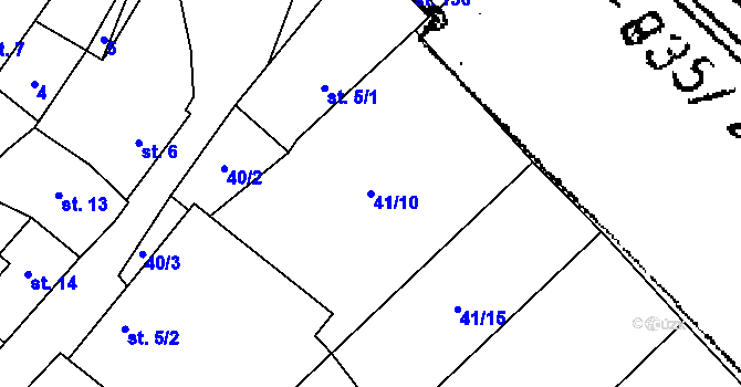 Parcela st. 41/10 v KÚ Dolní Bolíkov, Katastrální mapa