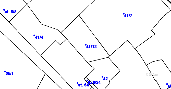 Parcela st. 41/13 v KÚ Dolní Bolíkov, Katastrální mapa