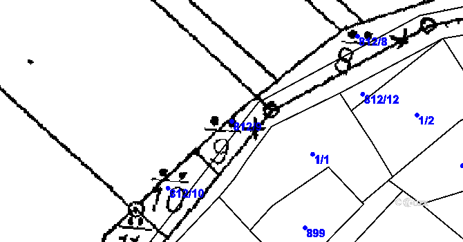 Parcela st. 812/9 v KÚ Dolní Bolíkov, Katastrální mapa