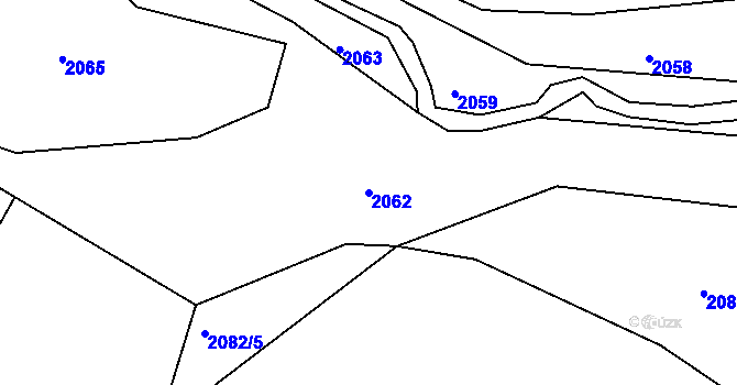 Parcela st. 2062 v KÚ Mutná, Katastrální mapa