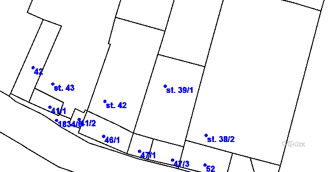Parcela st. 39/1 v KÚ Mutná, Katastrální mapa
