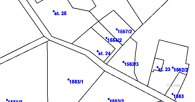 Parcela st. 24 v KÚ Cotkytle, Katastrální mapa