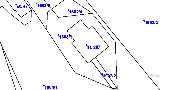 Parcela st. 287 v KÚ Cotkytle, Katastrální mapa