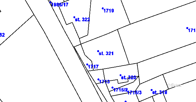 Parcela st. 321 v KÚ Cotkytle, Katastrální mapa